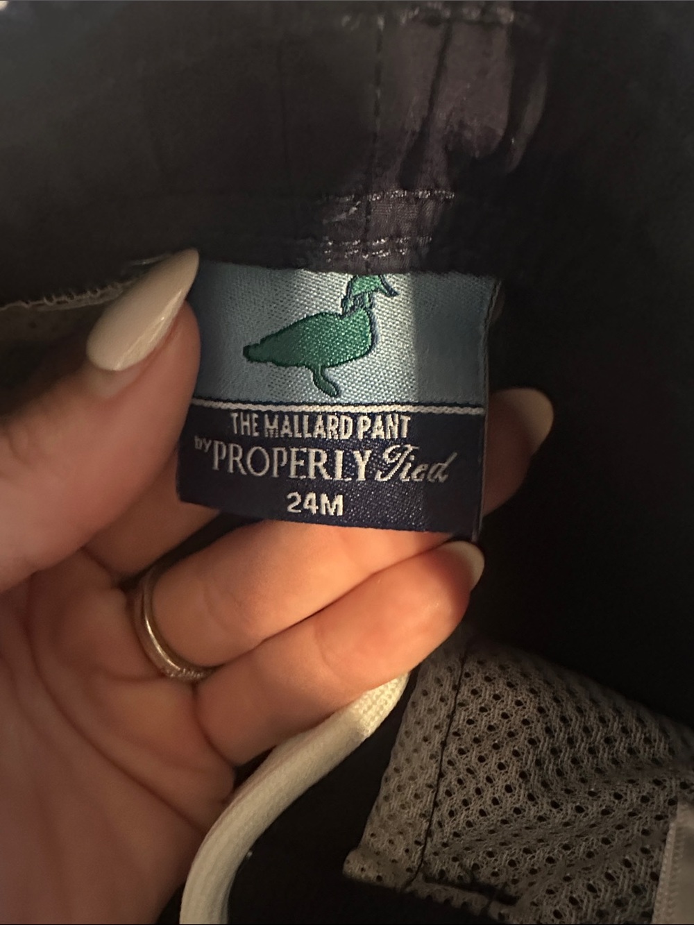 Properly tied toddler navy mallard pants - Picture 3 of 3